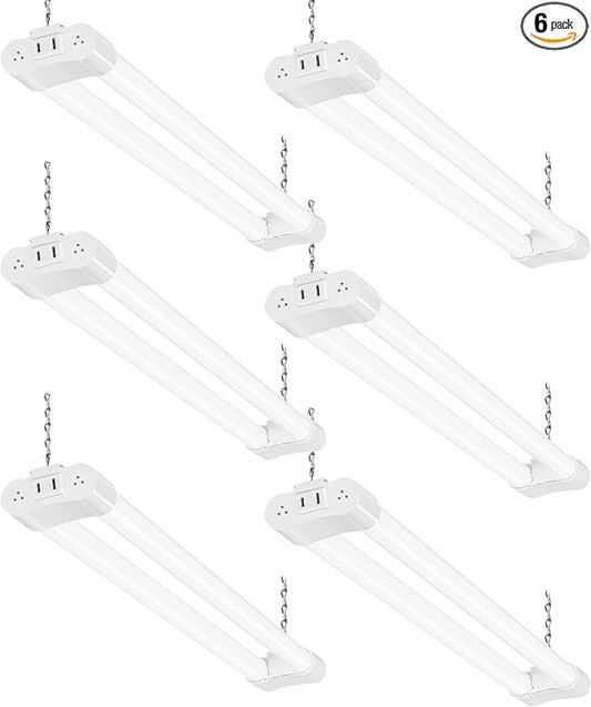 hykolity 6 Pack LED Shop Light, 2FT 22W [200W Equivalent], 2400lm, 5000K Daylight, with Plug,Linkable Led Garage Ceiling Lights, Workshop,Hanging or Surface Mount, White