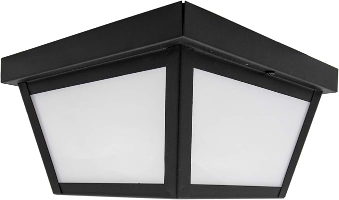 Maxxima 9" Black LED Outdoor Porch Ceiling Light Fixture - Features Frosted Lens, 3000K Warm White, 1,000 Lumens, Wet Rated, Ideal for Entryway, Patio, and Home Exterior Lighting