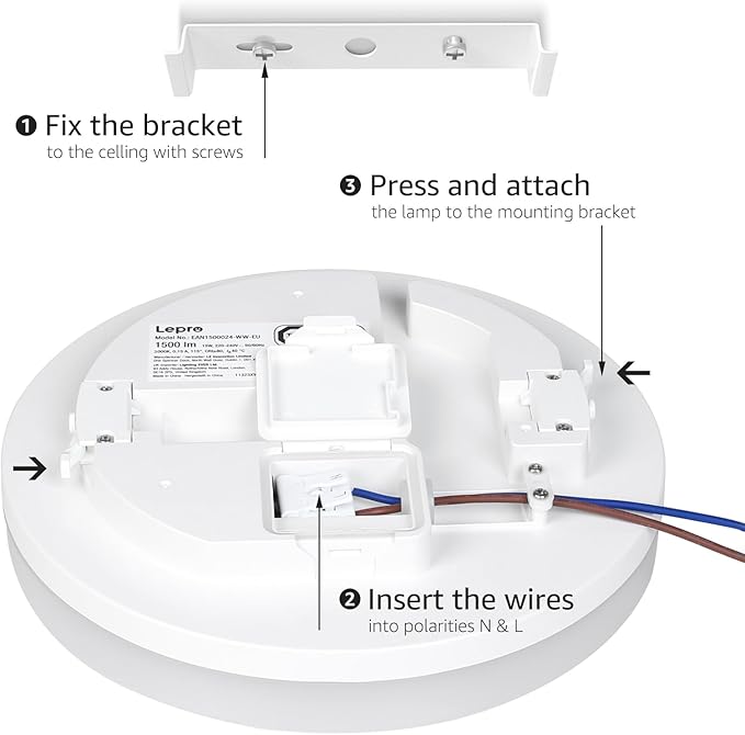 Lepro 8.7 inch Flush Mount LED Ceiling Light for Bathroom, Waterproof, 5000K Daylight White, 1500 LM 15 watt, 120 watt Equiv. Round Flat Low Profile Ceiling Fixture for Laundry, Kitchen, Hallway