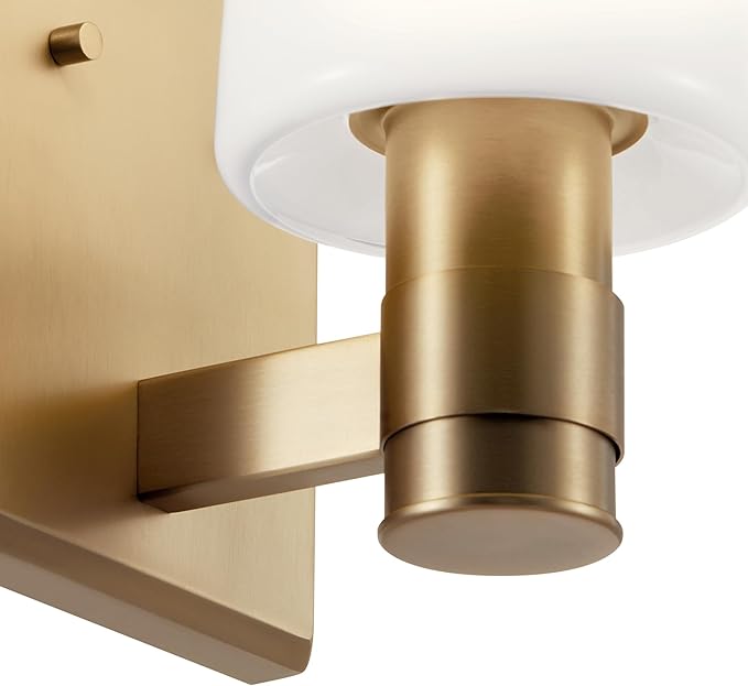 Kichler Adani 1-Light Wall Sconce Modern Bathroom Vanity Light with Opal Glass in Champagne Bronze for Bathroom, Powder Room, Kitchen, Bedroom or Hallway (8.5" x 5" x 6.5"), 55174CPZ