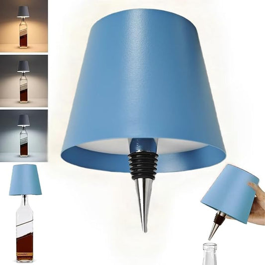 Neioaas Wine Bottle Lamp, 3 Color Light Dimming Metal Wine Bottle Light, Rechargeable Waterproof Bottle Touch Lamp Head with for Home,Bar,Camping,Travel,Restaurants, Party, Decor & Gifts(Blue)