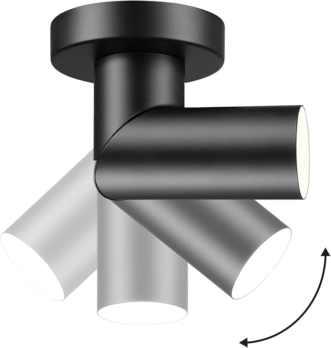 Globe Electric 64000113 4.5" Convertible Wall or Ceiling Mount LED Integrated Track Lighting Spotlight, Matte Black, Adjustable Pivoting Head, 9W, 500 Lumens, 3000 Kelvin, Dimmer Switch Compatible