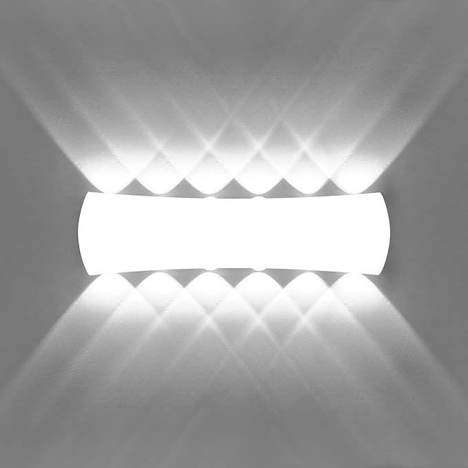 Kawell 12W Modern Wall Sconces LED Wall Light Up Down Indoor Outdoor Aluminum Wall Lamp LED Waterproof IP65 for Bedroom Living Room Bathroom Stairs Hallway Corridor Porch, White 6000K