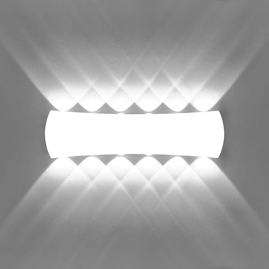 Kawell 12W Modern Wall Sconces LED Wall Light Up Down Indoor Outdoor Aluminum Wall Lamp LED Waterproof IP65 for Bedroom Living Room Bathroom Stairs Hallway Corridor Porch, White 6000K