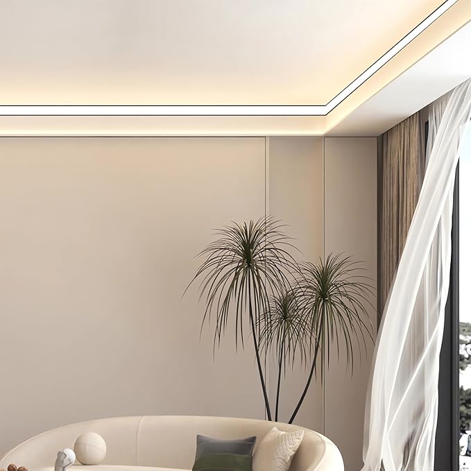 JARBIH 5PACK Led Aluminum Profile for Ceiling Wall Decoration, 1M/3.3ft 6cmx6cm Top Corner Strip Line Luminous Ceiling Free Lamp Internal Channel Linear for Living Room Home(White)