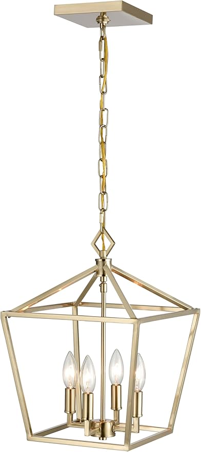 ML Lighting 3234-MG Transitional Four Light Pendant, Champ, Gld Leaf Finish, Modern Gold