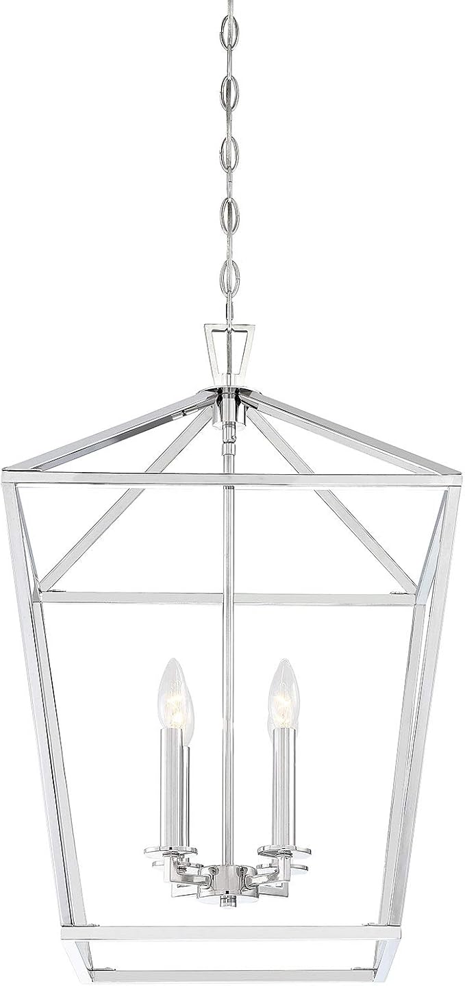 Savoy House 3-421-4-109 Townsend Traditional Open Frame Pendant Light Fixture, 4-Light 240 Total Watts, 26" H x 17" W, Polished Nickel