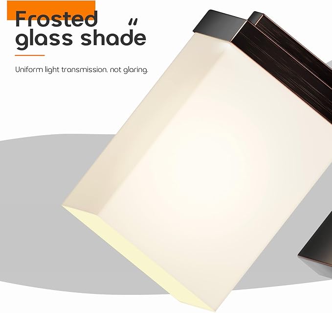 Wall Lights Over Mirror Bathroom Vanity Lighting Fixtures with White Frosted Glass Shade, Porch Wall Sconces, 2 Pack Oil Rubbed Bronze T003ORB-L1-P2