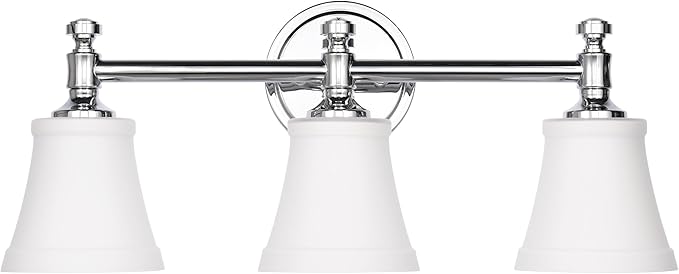 Bathroom Vanity Light Fixtures, Traditional Chrome 3 Lights Wall Sconce Lighting with Opal Glass Shade, Porch Wall Mount Light Fixture for Bathroom, Mirror Cabinets Hallway Stairs