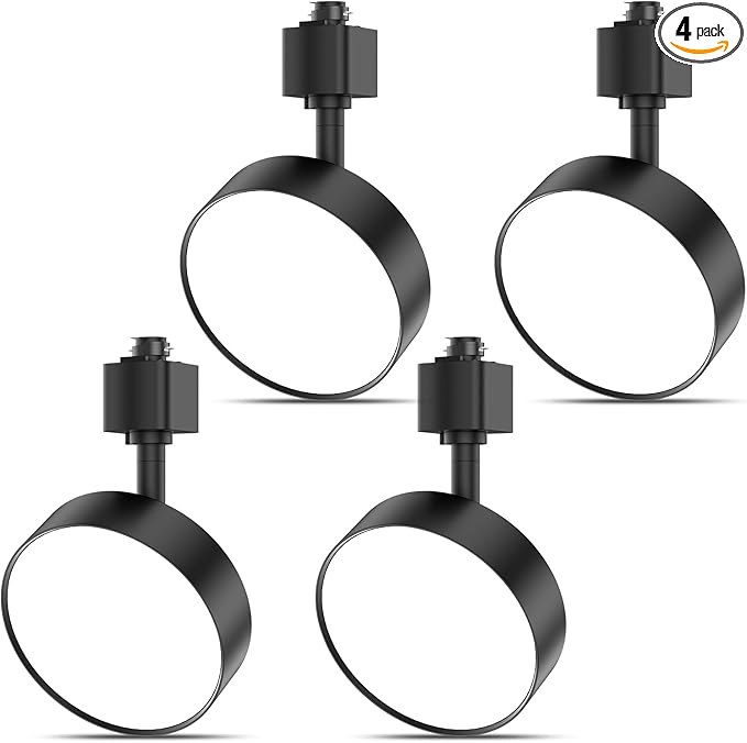Diffuse LED Track Lighting Heads H Type Track Light Heads Dimmable Kitchen Track Lighting Fixtures Ceiling, Compatible with H Track Rails - Flicker Free CRI90+ 3000K 12W 1000lm, 4 Pack Black