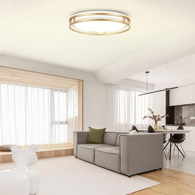 13 Inch LED Flush Mount Ceiling Light Fixture, 26W, Super Bright 1700 Lumens, 3 Color 3000K/4000K/5000K, Dimmable Ceiling Lamp for Bedroom Hallway Bathroom Kitchen Laundry (White Gold)
