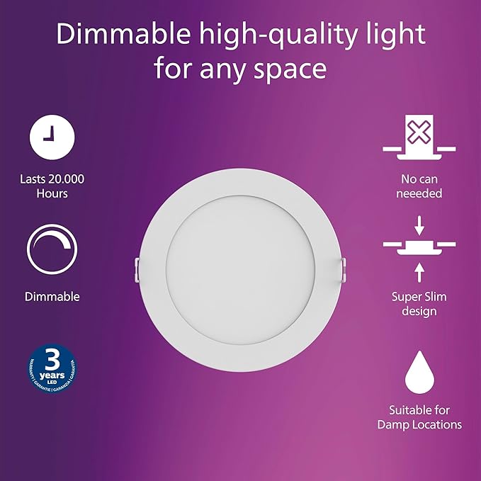 Philips LED 60W Slim 6-inch Canless Downlight 24-Pack Selectable White Mult-CCT 1000 Lumen (12.5W = 60W) Dimmable No Housing Required