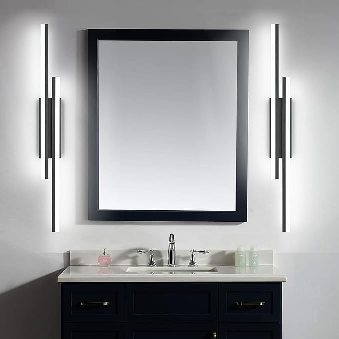 PRESDE 40" LED Bathroom Vanity Light, Modern Black Wall Bar Fixture Over Mirror Dimmable