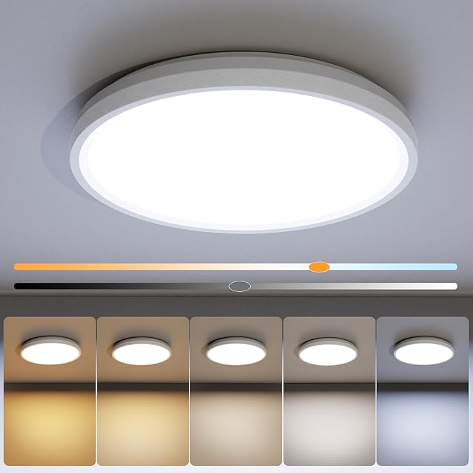 NIORSUN 7 Inch LED Ceiling Lights,Dimmable 5CCT Lighting Options Flush Mount Ceiling Light,15W Bathroom Ceiling Lights,Flat Ceiling Light,Low Profile Light Fixture for Hallway Bedroom,1 Pack…