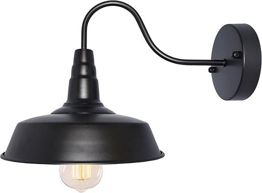 BRIGHTESS #80 Retro Black Wall Sconce Lighting Barn Flat Lights Industrial Vintage Farmhouse Wall Lamp Outside Led Light Fixtures E26 Bathroom Kitchen Bedroom Hardwired