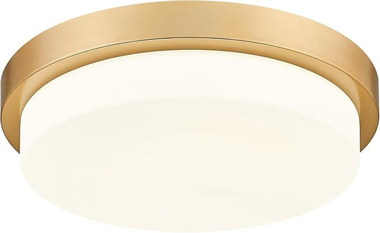 Gold Flush Mount Ceiling Light, 16inch Close to Ceiling Light Fixtures 36W 3300lm Dimmable 3000K/3500K/4000K/5000K/6000K Brass LED Ceiling Lamp for Bedroom Hallway Kitchen, AD-22008-L16-GD