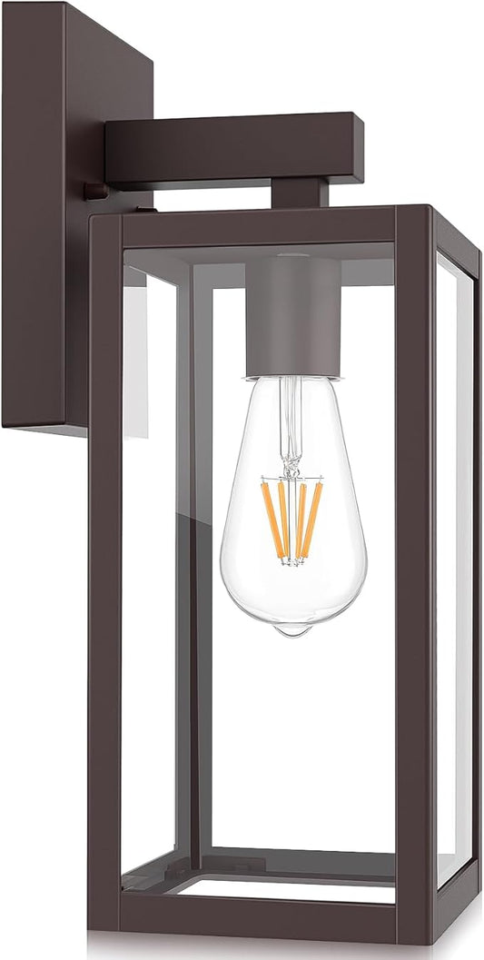 MAXvolador Outdoor Wall Lantern, Exterior Waterproof Wall Sconce Light Fixture, Dark Chocolate Anti-Rust Mount Lights Glass, E26 Porch Patio Lighting