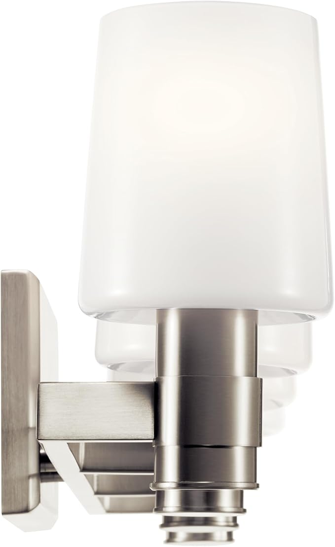 Kichler Adani 4-Light Bathroom Vanity Light Fixture, Modern Wall Mount Lighting with Opal Glass in Brushed Nickel for Over Mirror Installation (8.25" x 30"), 55177NI