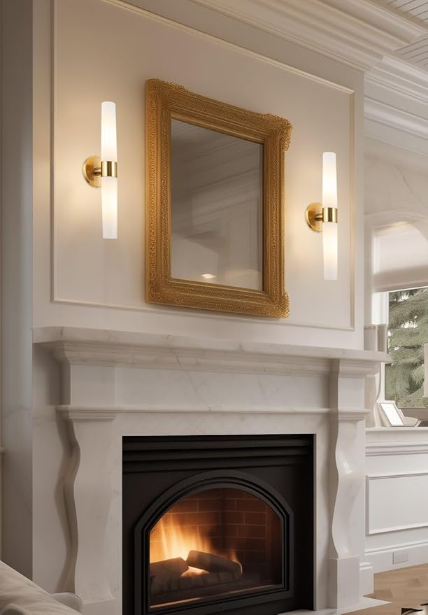Kira Home Duo 21" Modern Gold Wall Sconce with Frosted Glass Cylinder Shades, Linear 2-Light Gold Wall Light, Cool Brass Finish