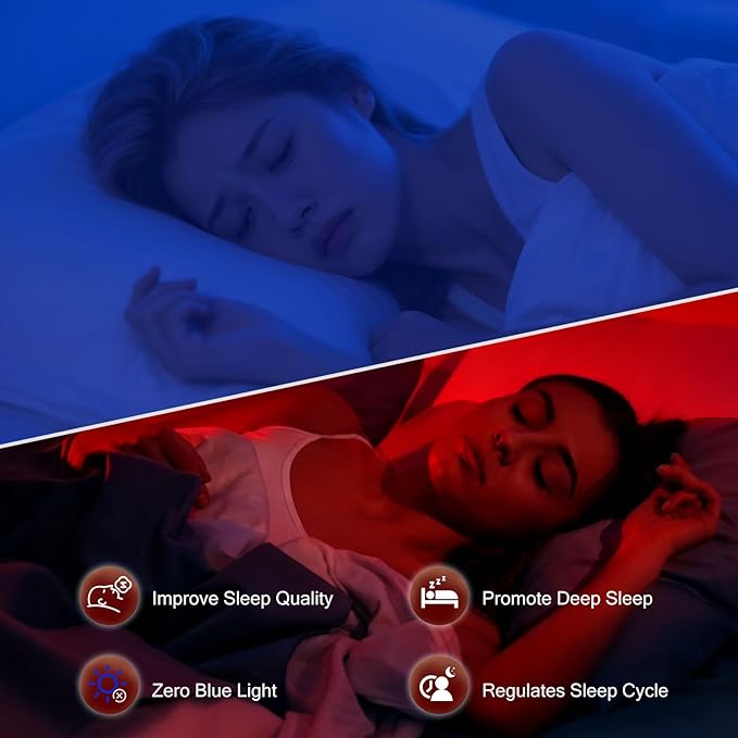 echosari 670nm Red & Warm White Light Night Light for Sleep, 2 Pack Red Night Lights with Dusk to Dawn Sensor, LED Night Light Plug into Wall for Baby Nursery Kids Adults Bathroom Bedroom