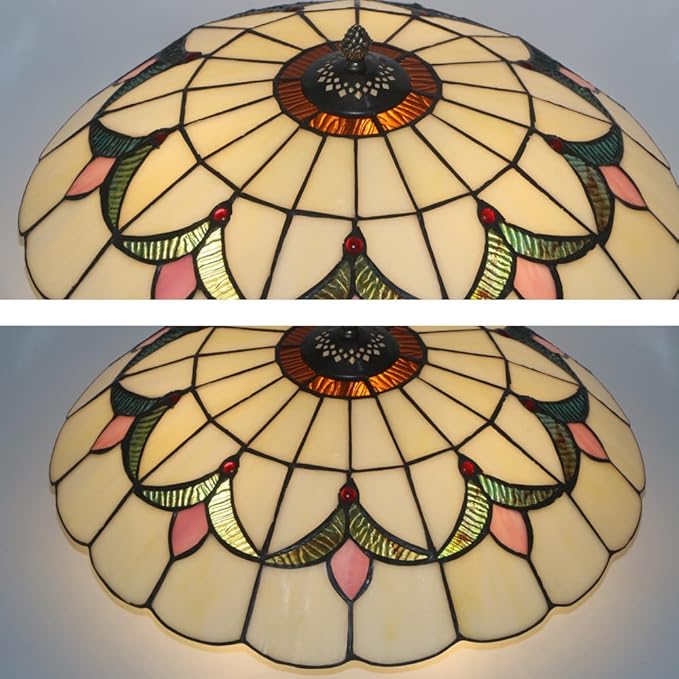 16 Inch Vintage Chandeliers Light Tiffany Style Ceiling Light Stained Glass Flush Mount Ceiling Lighting Fixture Lamp (16 Inch 40CM Y)