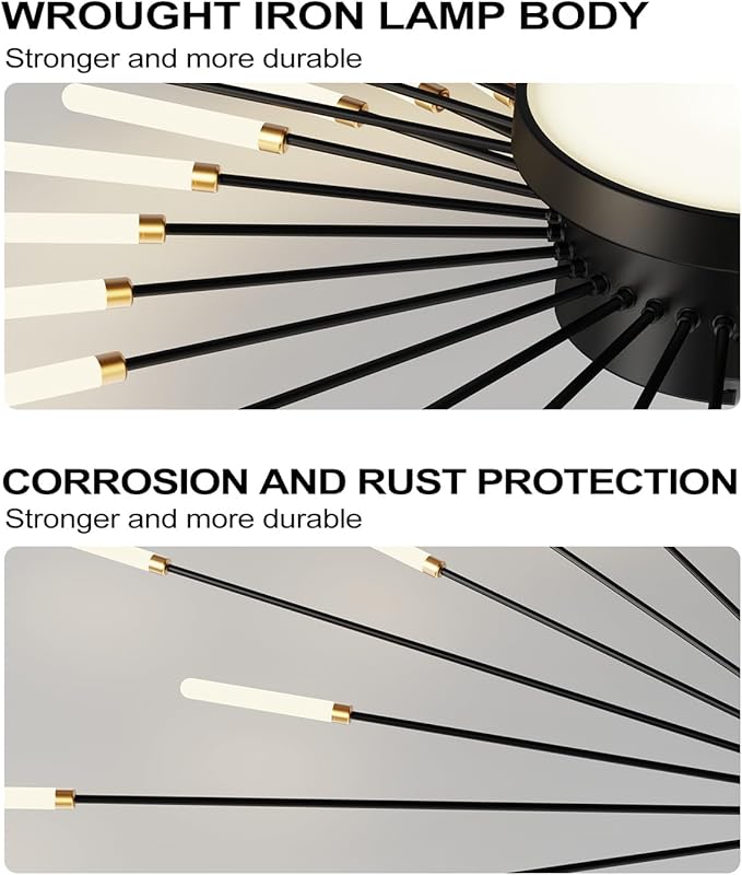 Ceiling Light Modern LED Ceiling Lamps,Flower Shape Ceiling Lights,Flush Mount Chandelier,Metal Acrylic Ceiling Lamps,Living Room Light Fixtures Ceiling for Bedroom,Dining Room(Black, 42+1 Heads)