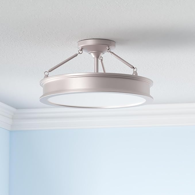 Minka Lavery Semi Flush Mount Ceiling Light 4177-84, Harbour Point Lighting Fixture, 3 Light, Nickel