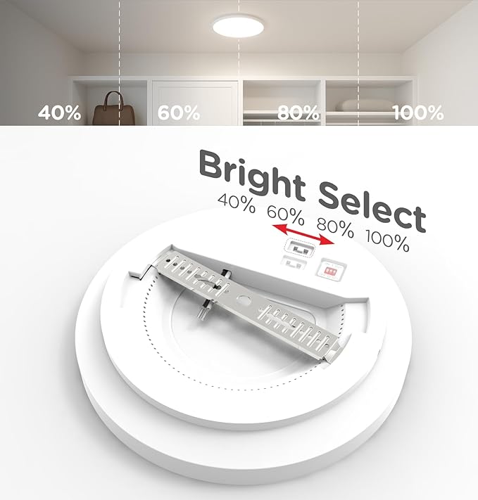 Motion Sensor Ceiling Light Hardwired, 9 Inch 18W Flush Mount Closet Light, 1800 Lm, 5 CCT 2700/3000/3500/4000/5000K, 4 Brightness Settable, Rimless 10% Standby Bi-Level with Delay Off, ETL Listed