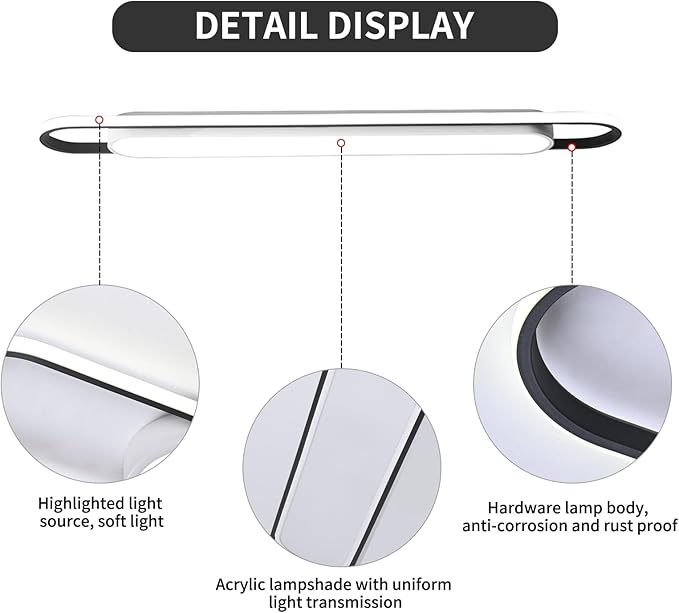 4Ft Modern Hallway Ceiling Lights, 6500K Acrylic Linear Ceiling Lamp,65W Metal LED Ceiling Light Fixture,Kitchen Dining Living Room Laundry, Garage Cloakroom Lighting (48Inch)