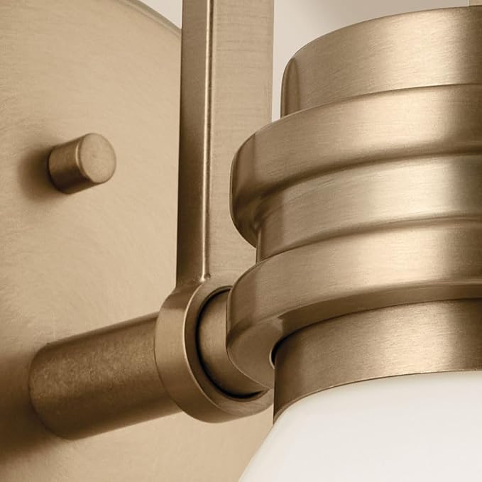 Kichler Farum 9.5 Inch 1 Light Wall Sconce with Opal Glass in Champagne Bronze, for Fireplace, Kitchen, Bedroom, Hallway, or Vanity, (7.25" W x 9.5" H), 55153CPZ