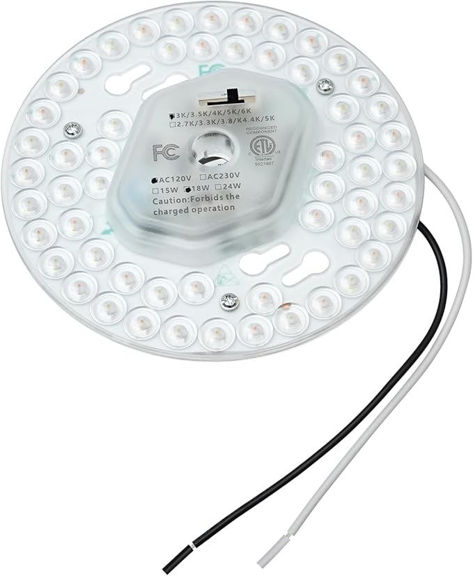 5.12'' LED Ceiling Fan Light Retrofit Kit 18W 2100LM Ceiling Light Replacement PCB Board 5CCT 3000K 3500K 4000K 5000K 6000K Adjustable 120V CRI90 Dimmable(18, watts)