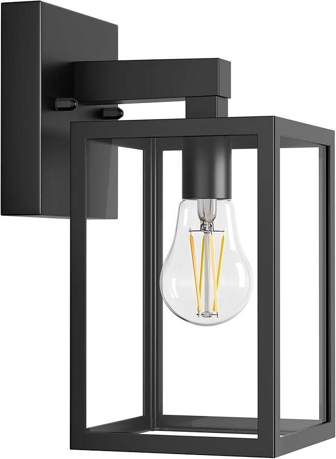 MATAMEYE Outdoor Wall Lantern, Waterproof Exterior Wall Sconce Light Fixture, Black Front Door Lamp, Anti-Rust E26 Socket Porch Lighting