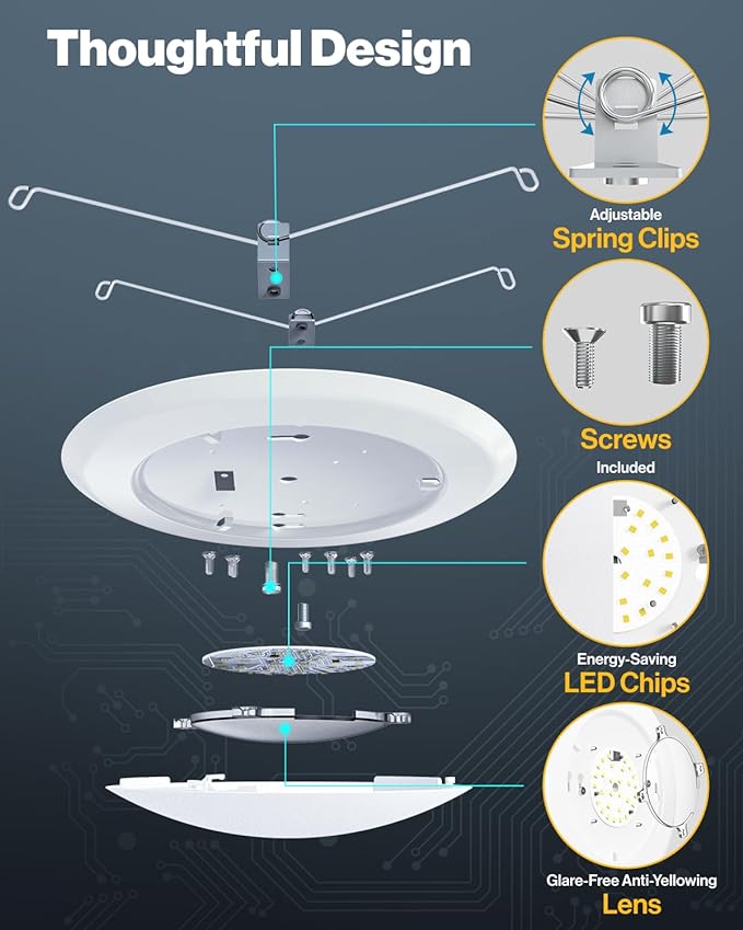 Sunco 5/6 Inch LED Disk Lights, Flush Mount Disc Recessed Ceiling Can Lighting, 1050 LM, 3000K Warm White, Dimmable, 15W=75W, Damp Rated ETL 4 Pack