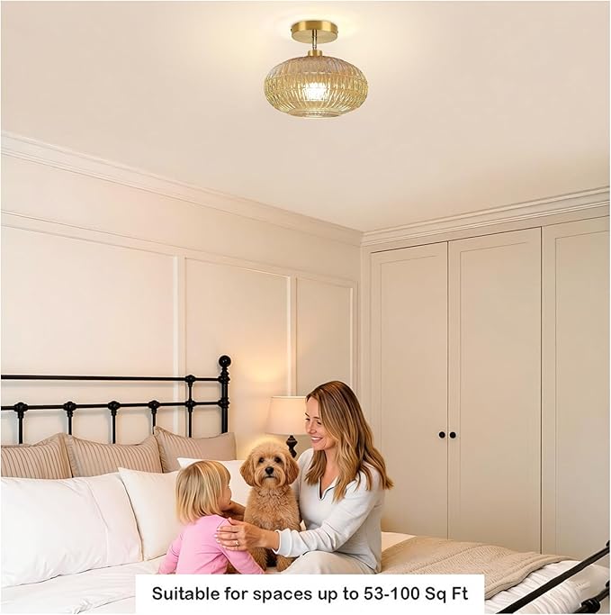 Semi Flush Mount Ceiling Light Fixture,Sloped Ceiling Light Fixture,Small Hallway Light Fixtures,Amber Glass Ceiling Fixture,Kitchen Ceiling Light Fixture,Vintage Ceiling Lighting for Porch Entryway