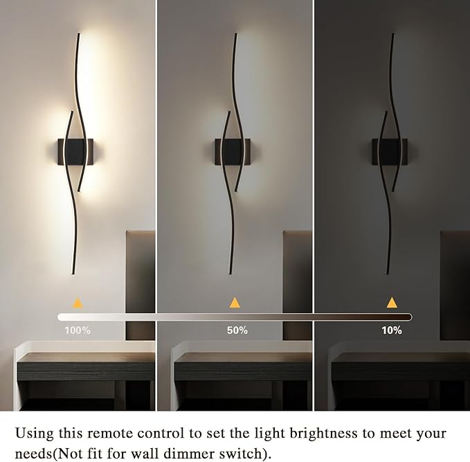 LED Modern Vanity Lights Dimmable Over Mirror 39.4 inches Black Bathroom LED Vanity Light for Bathroom Living Room 3300K Warm Light