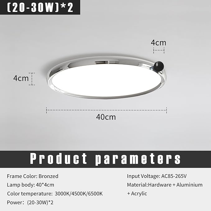 Chrome Round Flat Panel Light, Dimmable Modern Flush Mount Ceiling Light Fixture,24W 3000K/4000K/5000K,Fits for Hallway Kitchen Bedroom Living Room Closet Room
