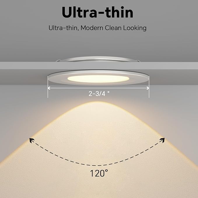 acegoo RV 2.75" Recessed LED Ceiling Light 12V Ultra-Thin Puck Light, Dimmable RV Lights Interior for Camper Van Truck Motorhome Boat Sailboat Roof Under Cabinet Lighting, 6 Pack (White,Warm White)