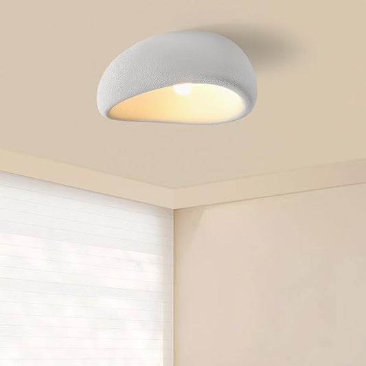 JAYMP Modern Ceiling Light for Dining Room Kitchen Island Hallway Living Room E26 Base Japanese Wabi-Sabi Style Bird Nest Shape Lighting Fixture (Matte White, D45xH24cm)