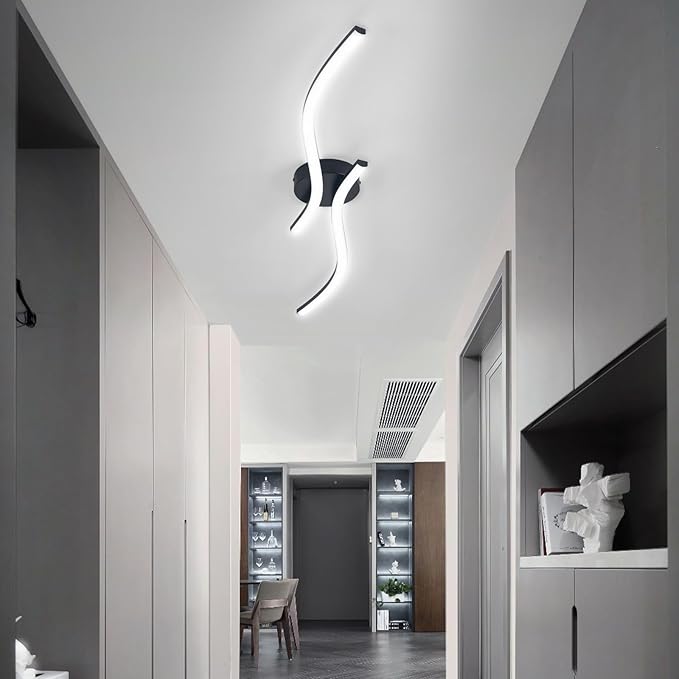 28W Linear Ceiling Light Black Modern LED Ceiling Light Fixture 6000K Aluminum 39.37Inch Long Ceiling Lamp for Hallway, Kitchen, Bedroom, Dining Room