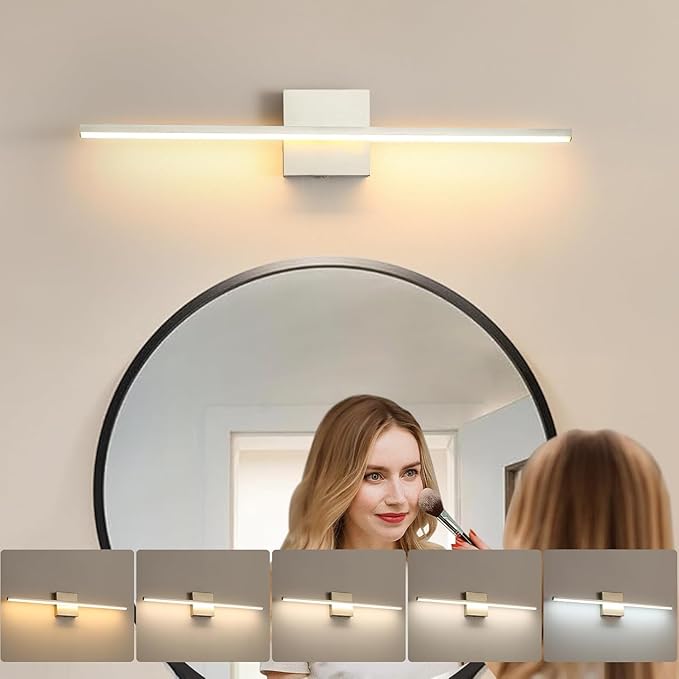 Modern Bathroom Vanity Light 24 Inch, 18W Brushed Nickel Bathroom Light Fixture Over Mirror, Dimmable 5CCT LED Wall Sconce Lighting for Restaurant