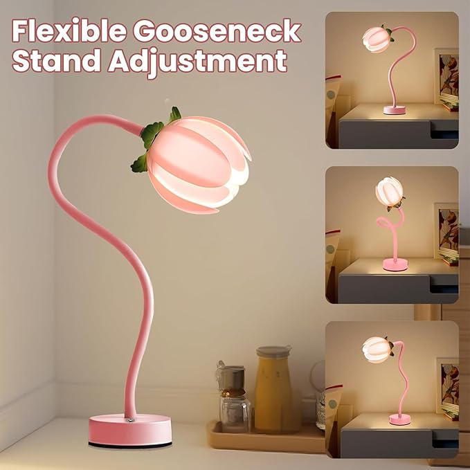 ONXE Flower Table Lamp,Rechargeable Vintage Reading Light Tulip Desk Lamps,3 Colors Modes Bedside Lamps Decor,Living Room Bedroom Room Lighting Night Light Home Valentine Gifts for Women & Teens