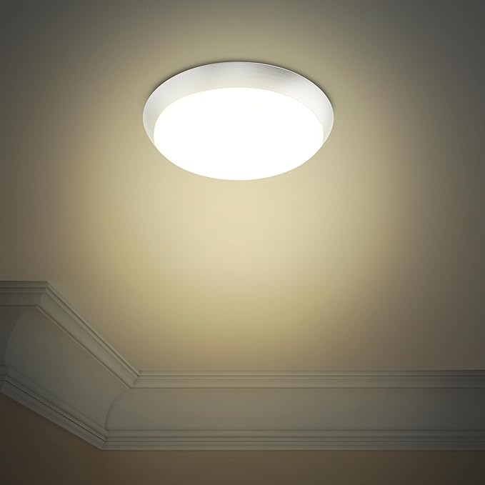 Feit Electric 9" Adjustable White LED Ceiling Light, Dimmable Flush Mount Fixture, Brushed Nickel Finish, Selectable Color Temperature, 900 Lumens, 50,000-Hour Lifespan, FM9/5CCT/NK