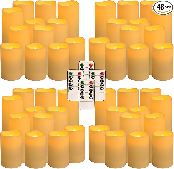 fclayvts 48-Pack LED Flameless Candles with Remote Control - Perfect for Home, Parties, and Special Occasions - Create a Magical Ambiance Effortlessly(Three Sizes)