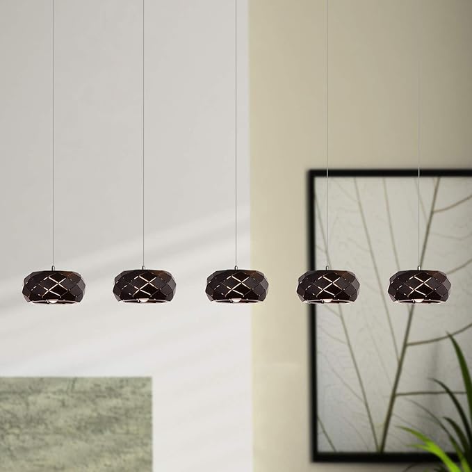 Crust 5 Mini Pendant Lighting Black - LED Hanging Light Fixture for Kitchen Island, Bar, Foyer - Cluster Pendants - Dimmable, Adjustable Wire, Lamp Bulb Included