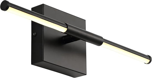JONATHAN Y 16.25" Black Modern Dimmable Integrated LED Wall Sconce, Minimalist Adjustable Metal Vanity Light for Bathroom Mirror, Bedroom, Hallway, 3000K, ETL Listed (JYL7039C)