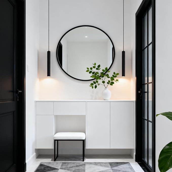 Modern Black Pendant Lights 2 Pack, LED Minimalist Pendant Lighting Fixture for Kitchen Island, Long Tube Hanging Light Cord Adjustable for Living Room Bedroom Dining Room Bar