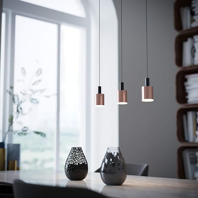 Virgo 3 Mini Pendant Lighting Black-Copper - LED Hanging Light Fixture for Kitchen Island, Bar, Foyer - Cluster Pendants - Dimmable, Adjustable Wire, Lamp Bulb Included