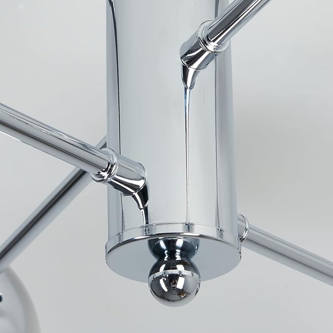 hesoge Modern Sputnik Ceiling Lights 6 Light Semi Flush Mount Ceiling Fixture with Glass Globes Chrome Chandelier for Dining Room Bedroom Living Room Kitchen Farmhouse.