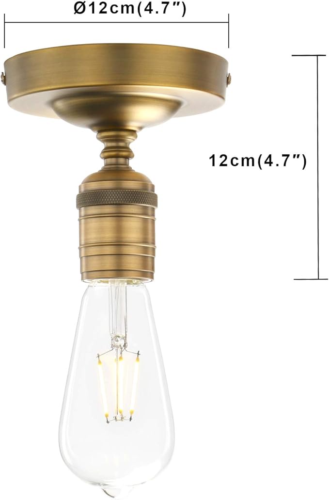Phansthy Semi Flush Mount Ceiling Light Fixture, Vintage Industrial Close to Ceiling Light, Pendant Light Fixture Ceiling for Bedroom Kitchen Living Room Dining Room (Minimalist -Antique)