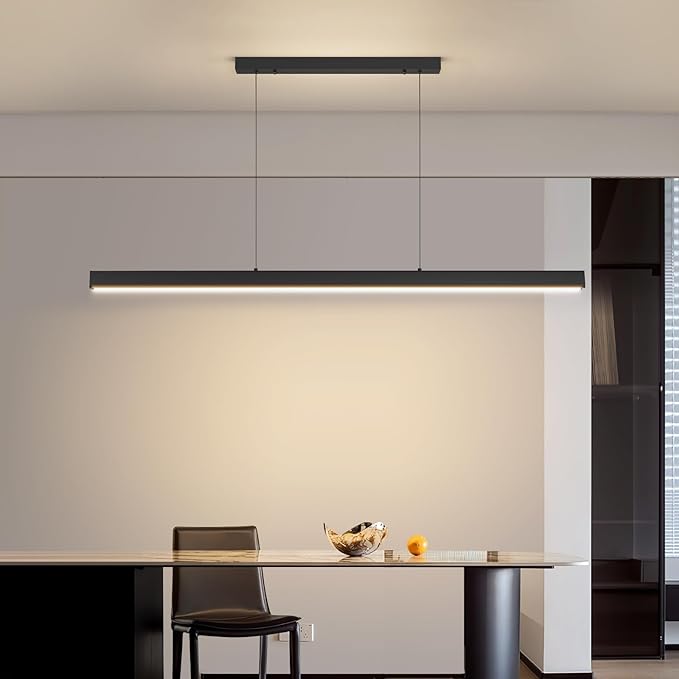 Modern LED Linear Pendant Light, 70IN Ceiling Chandlier Light Fixtures Hanging with Remote Control 3000k-6500K Adjustable Color Temperature Island Light for Dining Room, Kitchen